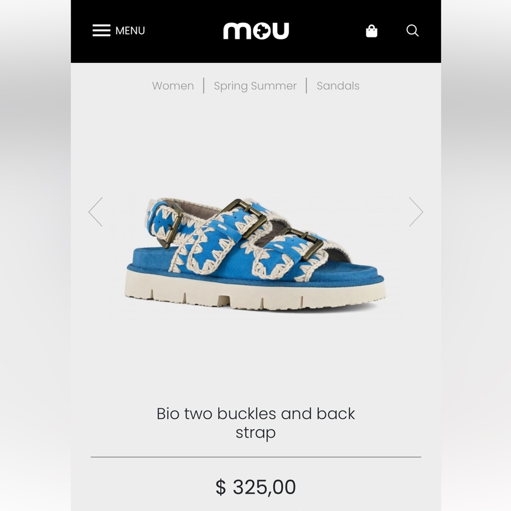 MOU Bio two buckles and back strap Sandals 37 Turquoise